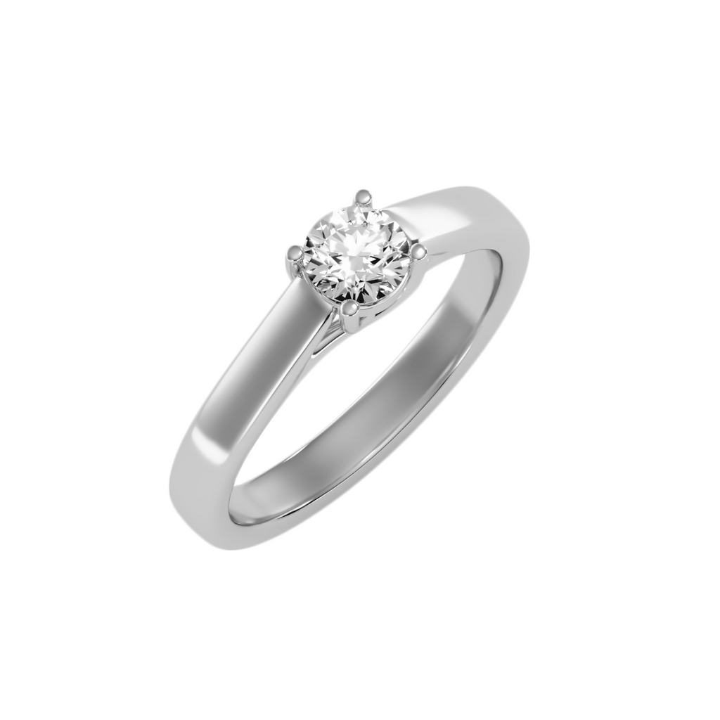 MoissaniteBay 0.47 CTW Round Colorless Moissanite Four Prong Basket Trellis Solitaire Engagement Ring