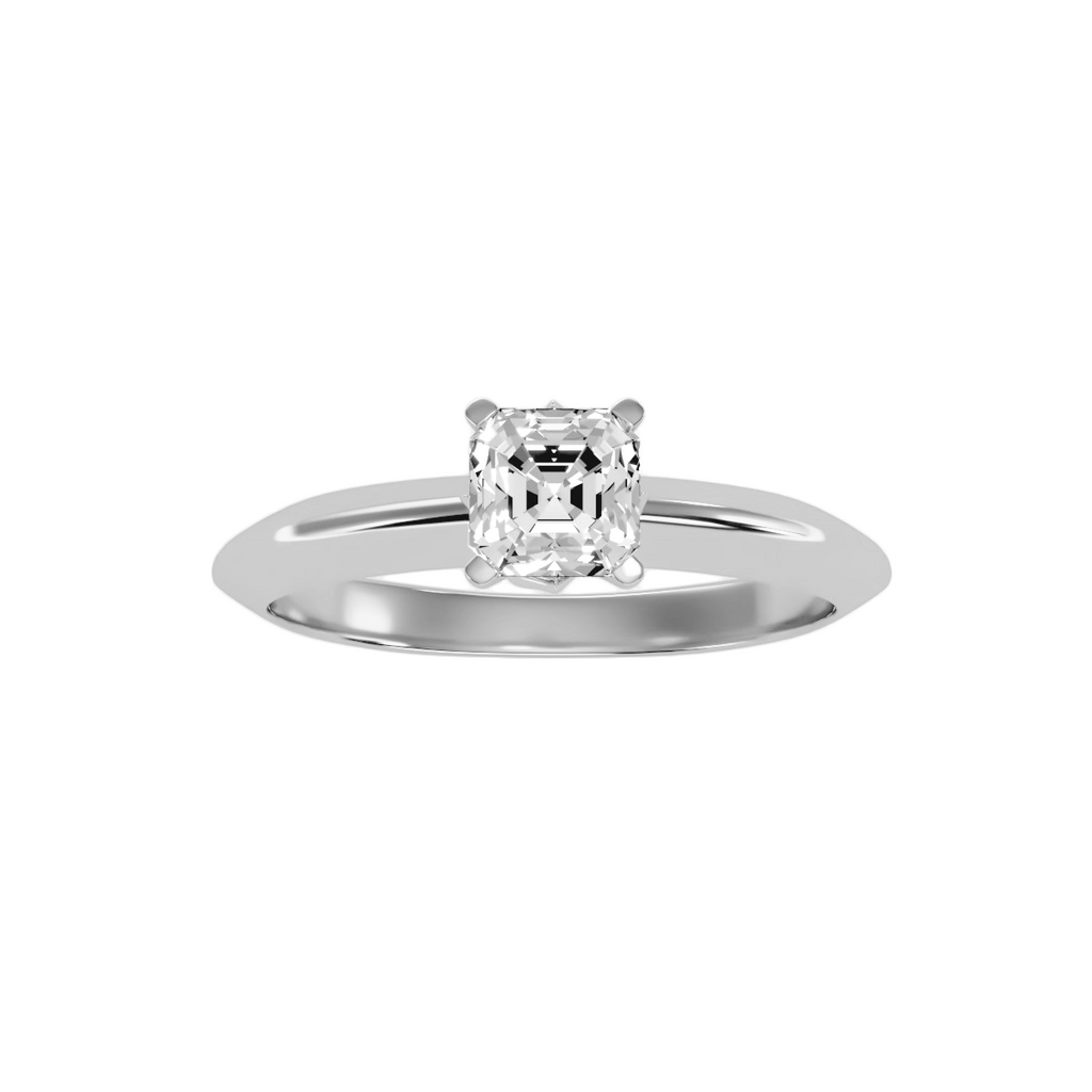 MoissaniteBay 0.75 CTW Emerald Colorless Moissanite Four Prong Contemporary Solitaire Engagement Ring