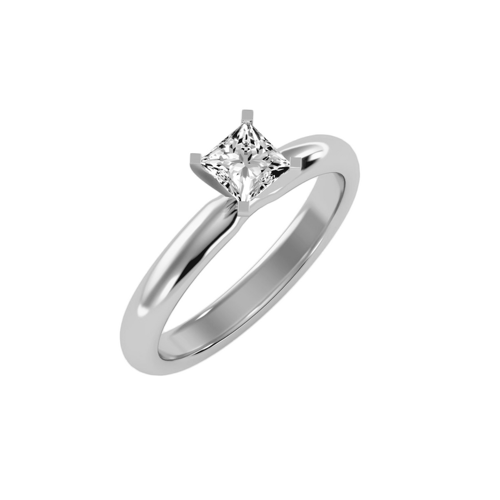 MoissaniteBay 0.57 CTW Princess Colorless Moissanite Four Prong Classic Solitaire Engagement Ring