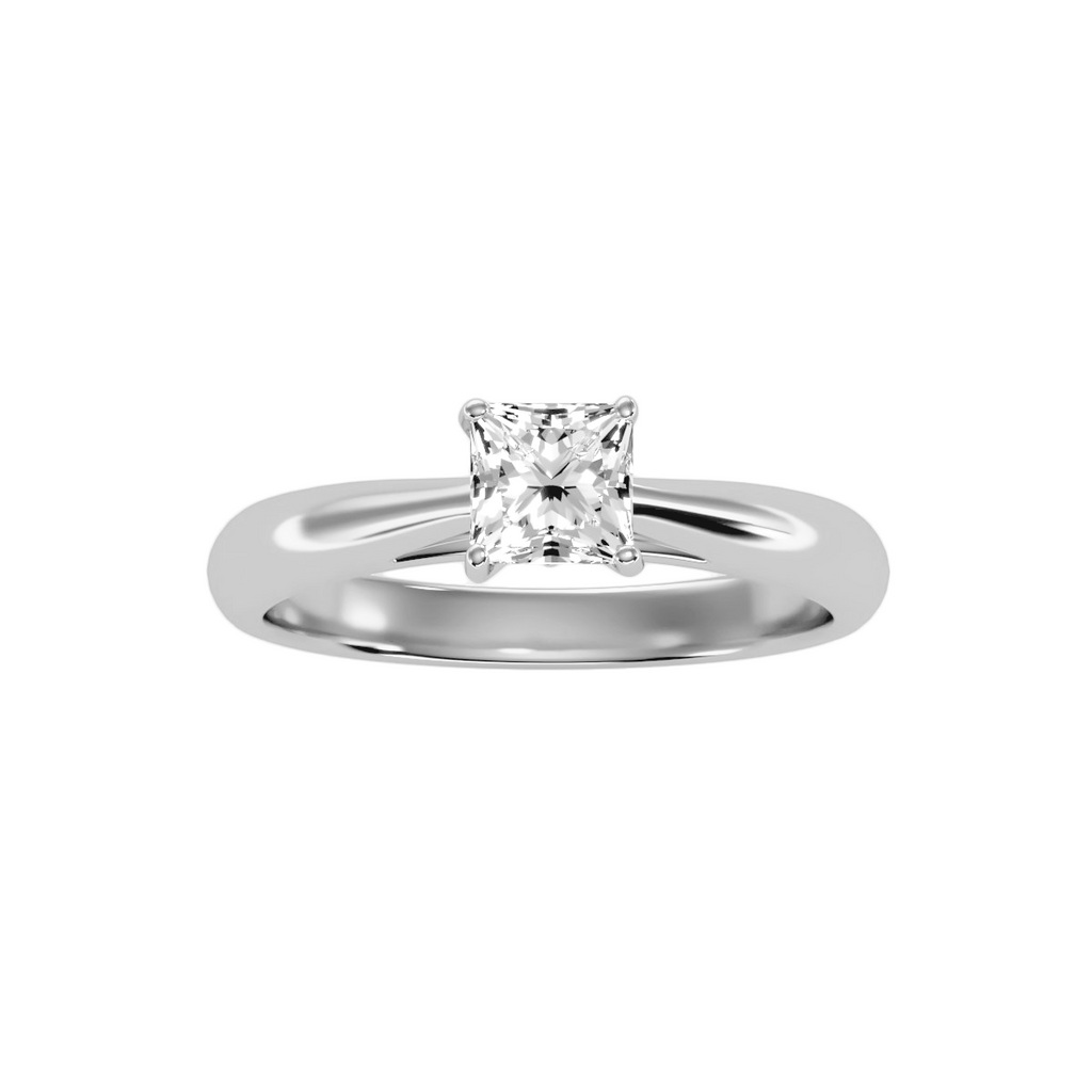 MoissaniteBay 0.80 CTW Princess Colorless Moissanite Four Prong Bridge Accent Cathedral Solitaire Engagement Ring