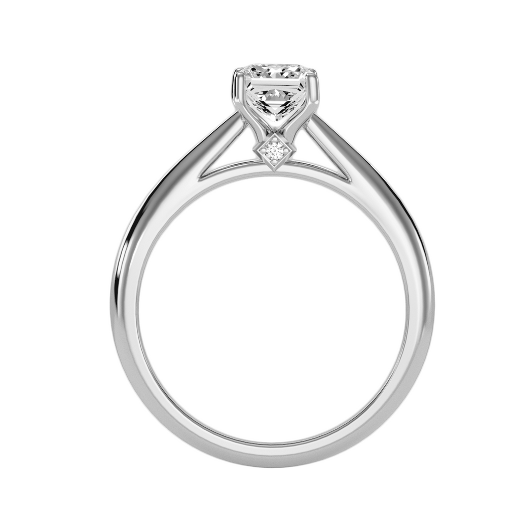 MoissaniteBay 0.80 CTW Princess Colorless Moissanite Four Prong Bridge Accent Cathedral Solitaire Engagement Ring