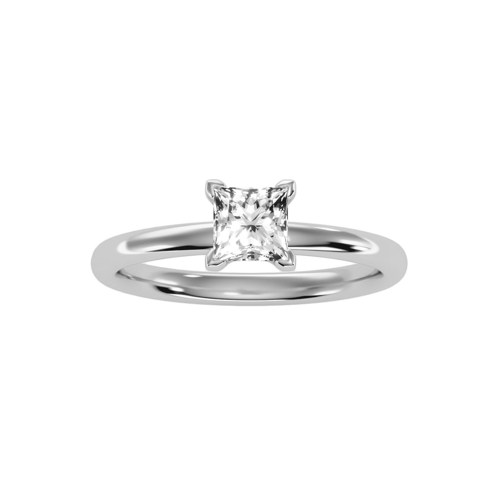 MoissaniteBay 0.78 CTW Round Colorless Moissanite Four Prong Classic Solitaire Engagement Ring