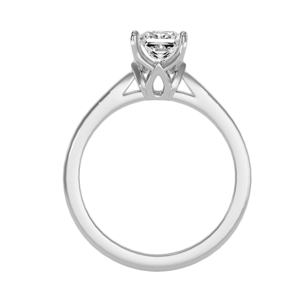 MoissaniteBay 0.57 CTW Princess Colorless Moissanite Four Prong Cathedral Solitaire Engagement Ring