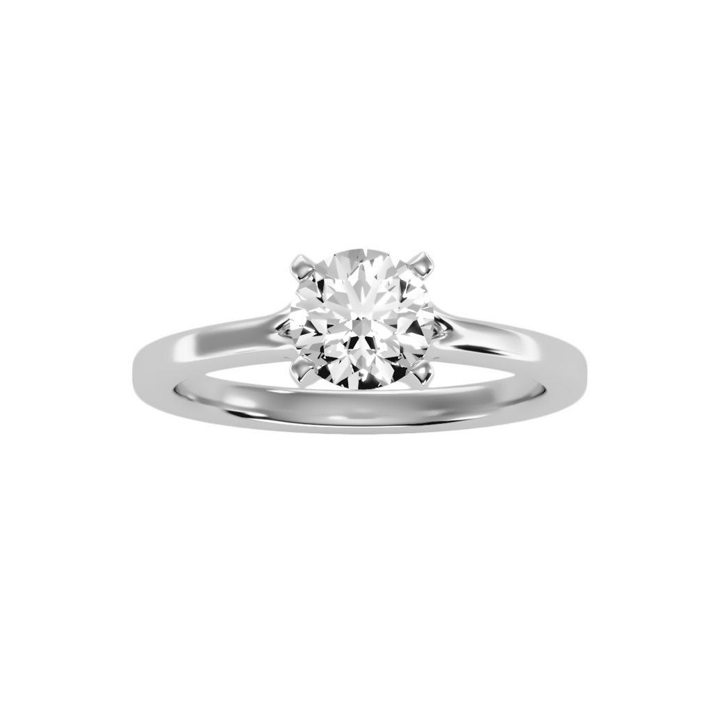 MoissaniteBay 1.19 CTW Round Colorless Moissanite Four Prong Bridge Accent Solitaire Engagement Ring