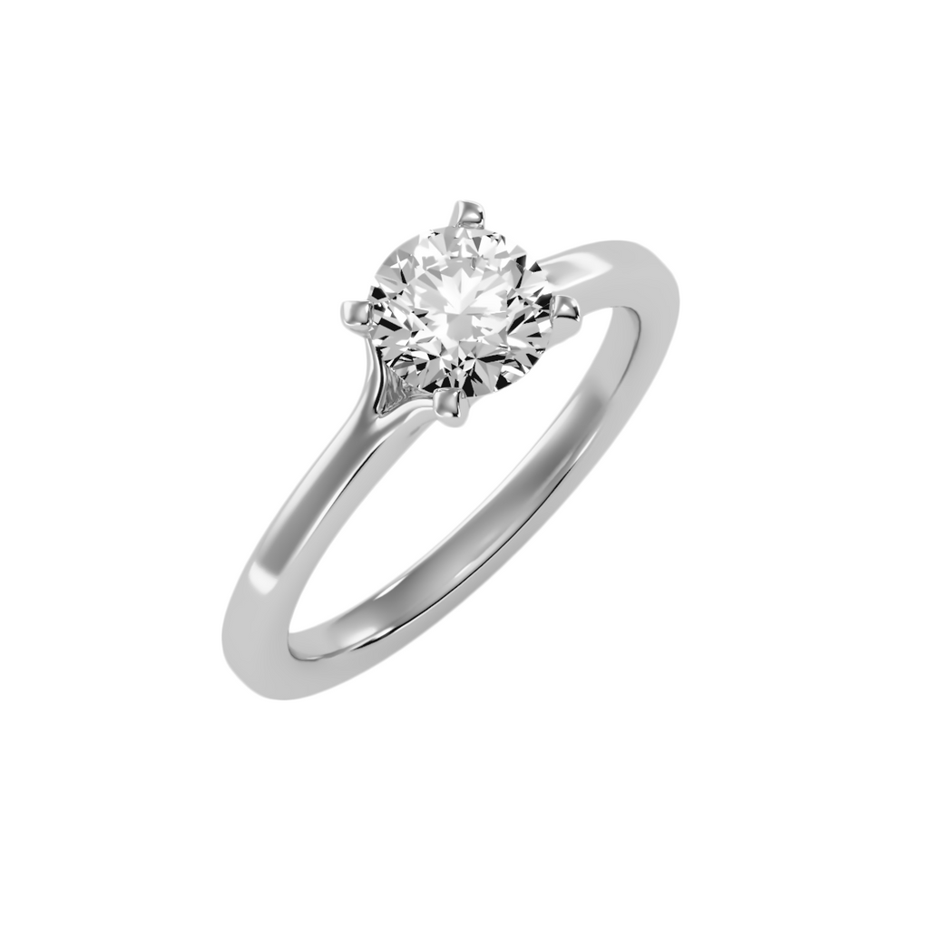 MoissaniteBay 1.19 CTW Round Colorless Moissanite Four Prong Bridge Accent Solitaire Engagement Ring