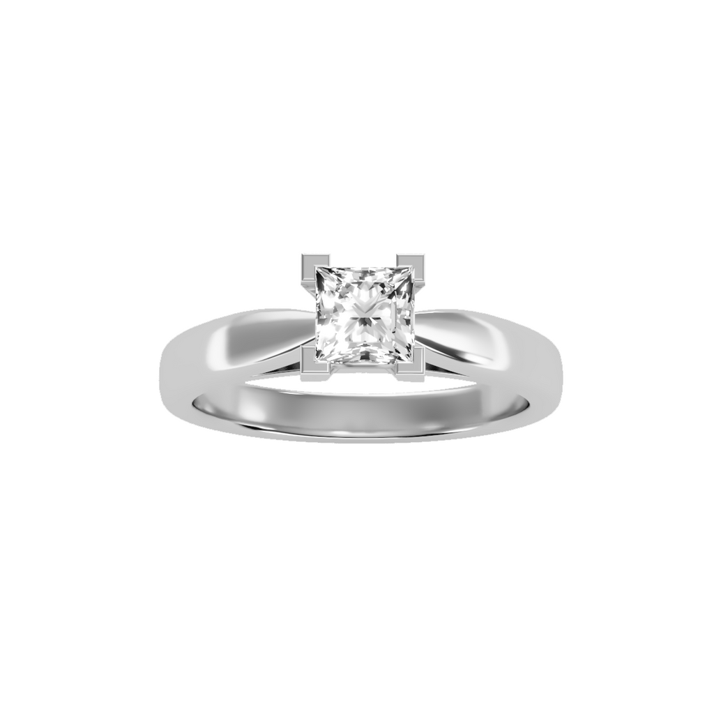 MoissaniteBay 0.65 CTW Princess Colorless Moissanite Four Prong Cathedral Solitaire Engagement Ring