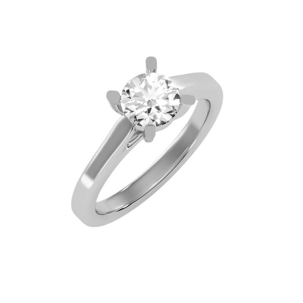 MoissaniteBay 1.08 CTW Round Colorless Moissanite Four Prong Basket Trellis Solitaire Engagement Ring