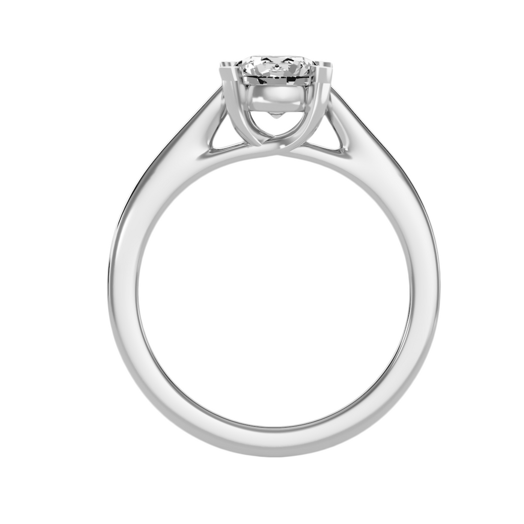 MoissaniteBay 1.08 CTW Round Colorless Moissanite Four Prong Basket Trellis Solitaire Engagement Ring