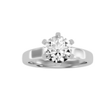 MoissaniteBay 1.29 CTW Round Colorless Moissanite Six Prong Trellis Solitaire Engagement Ring