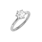 MoissaniteBay 1.29 CTW Round Colorless Moissanite Six Prong Basket Solitaire Engagement Ring
