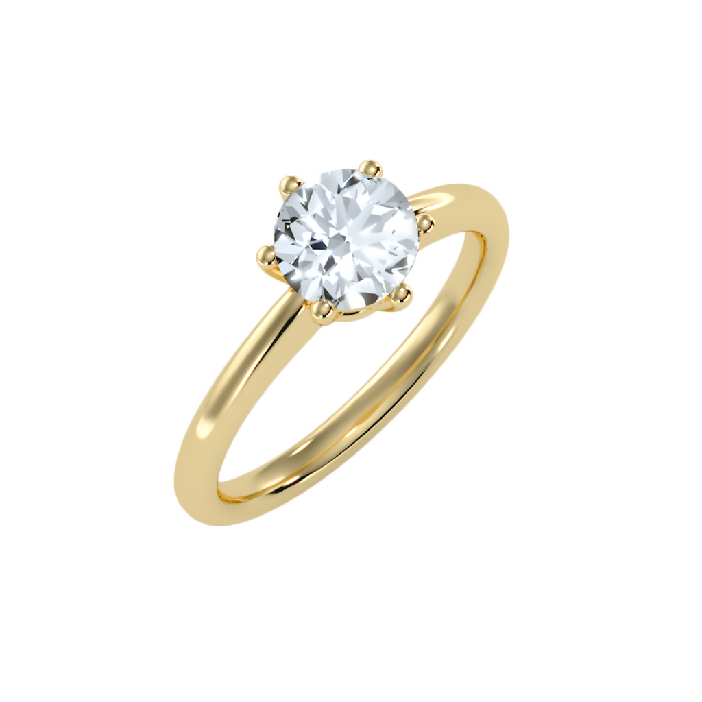 MoissaniteBay 1.29 CTW Round Colorless Moissanite Six Prong Basket Solitaire Engagement Ring
