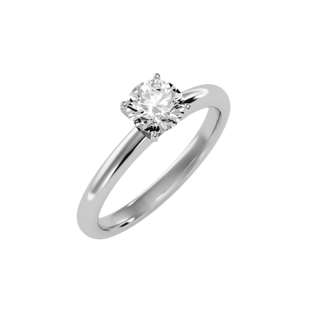 MoissaniteBay 0.84 CTW Round Colorless Moissanite Four Prong Classic Solitaire Engagement Ring