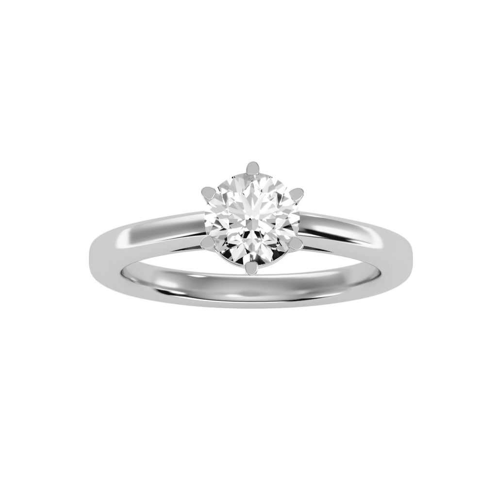 MoissaniteBay 1.18 CTW Round Colorless Moissanite Six Prong Basket Cathedral Solitaire Engagement Ring