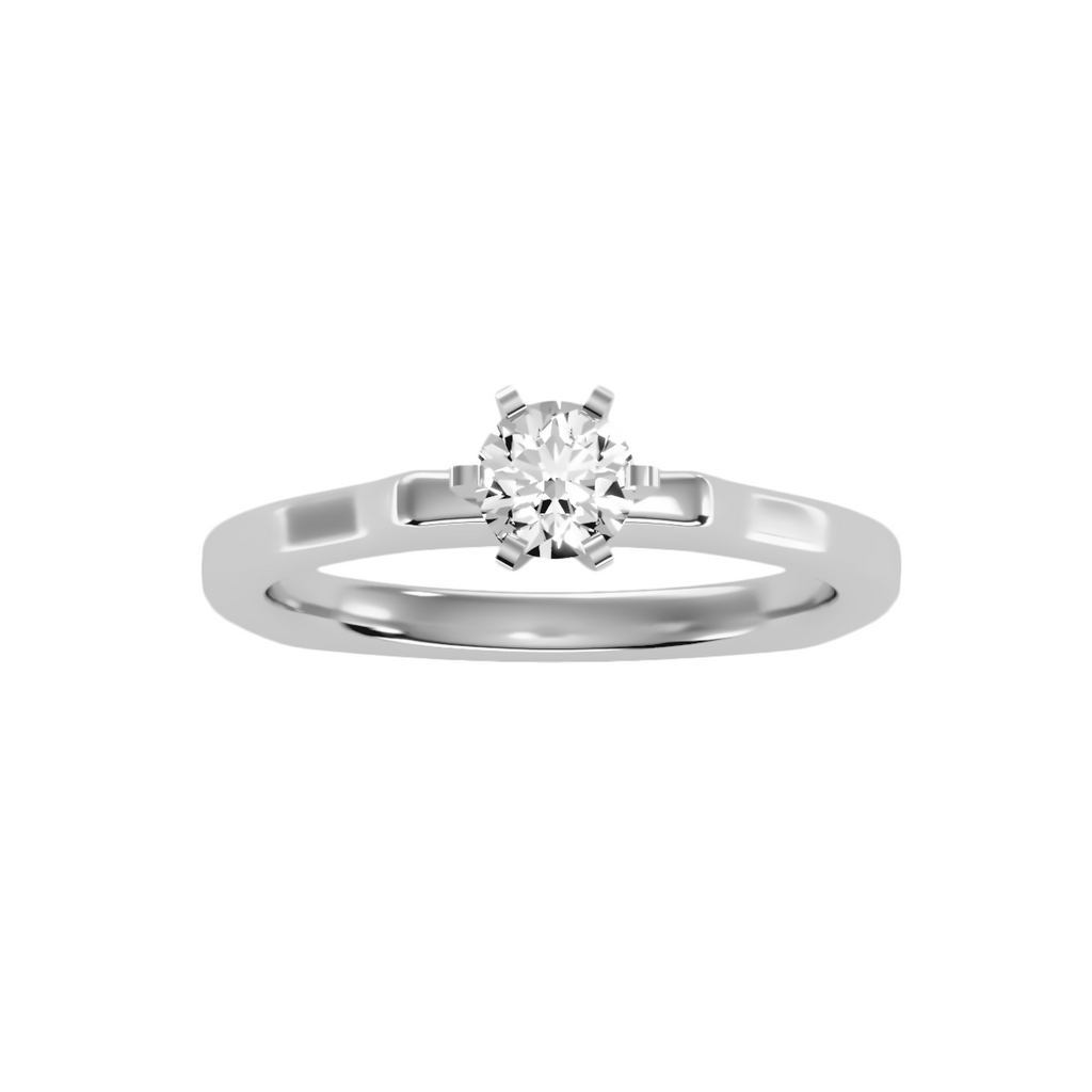 MoissaniteBay 0.47 CTW Round Colorless Moissanite Six Prong Euro Shank Solitaire Engagement Ring
