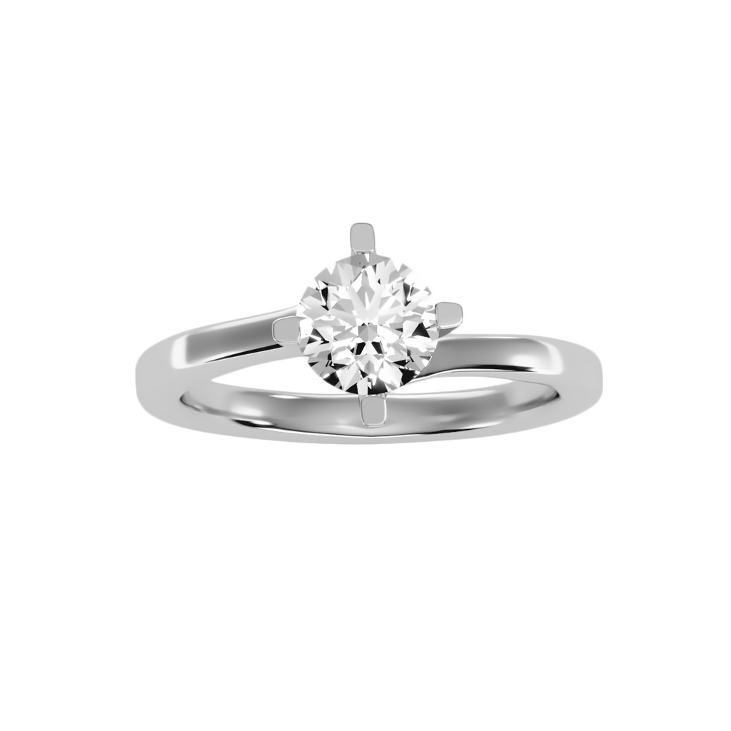 MoissaniteBay 1.08 CTW Round Colorless Moissanite Four Prong Contemporary Solitaire Engagement Ring