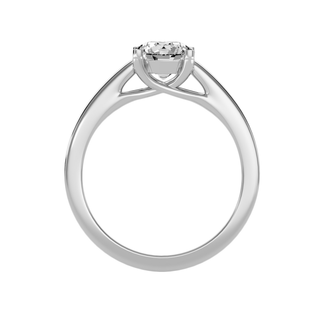 MoissaniteBay 1.18 CTW Round Colorless Moissanite Four Prong Basket Cathedral Solitaire Engagement Ring