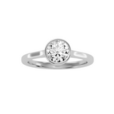 MoissaniteBay 1.18 CTW Round Colorless Moissanite Bazel Setting Classic Solitaire Engagement Ring