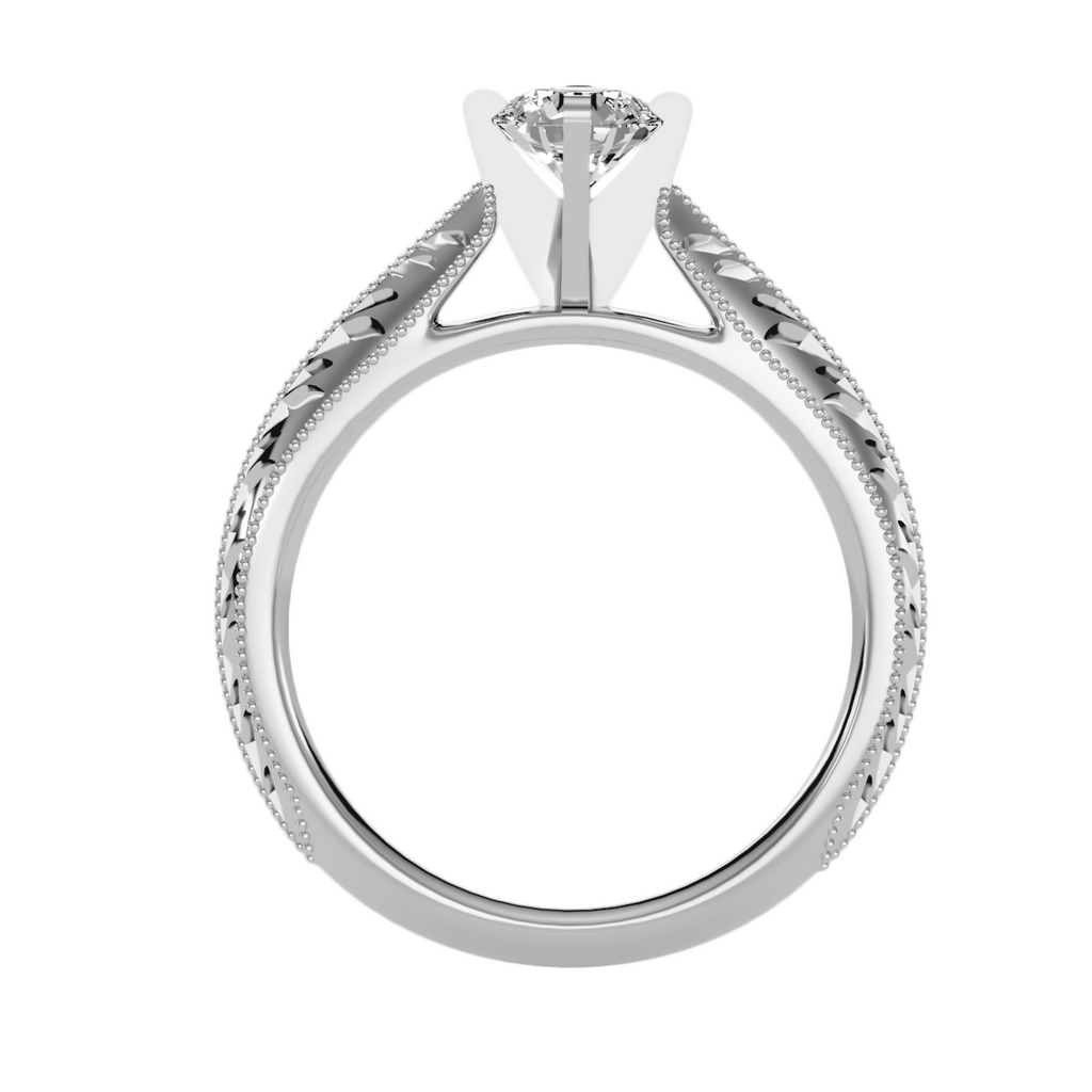 MoissaniteBay 0.59 CTW Round Colorless Moissanite Four Prong Antique Solitaire Engagement Ring