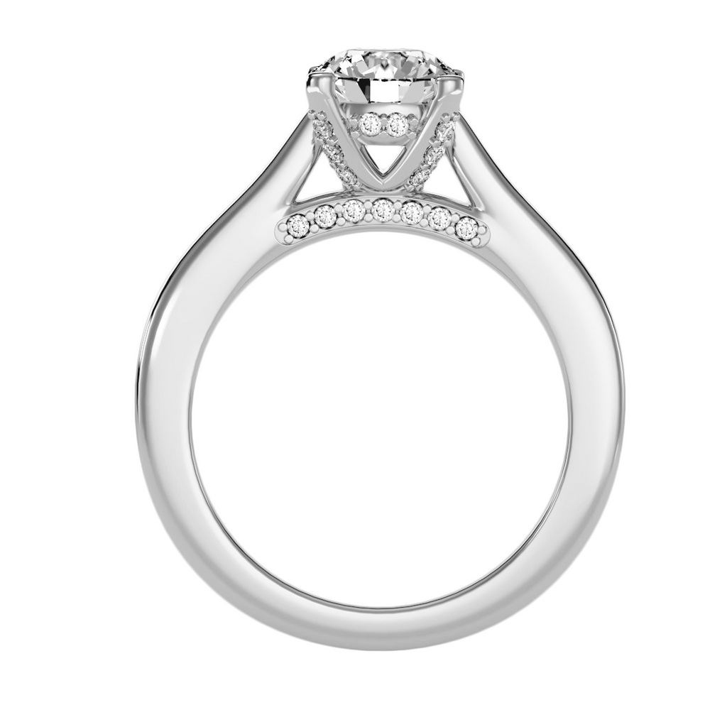 MoissaniteBay 1.37 CTW Round Colorless Moissanite Four Prong Basket Bridge Accent Solitaire Engagement Ring