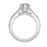 MoissaniteBay 1.37 CTW Round Colorless Moissanite Four Prong Basket Bridge Accent Solitaire Engagement Ring