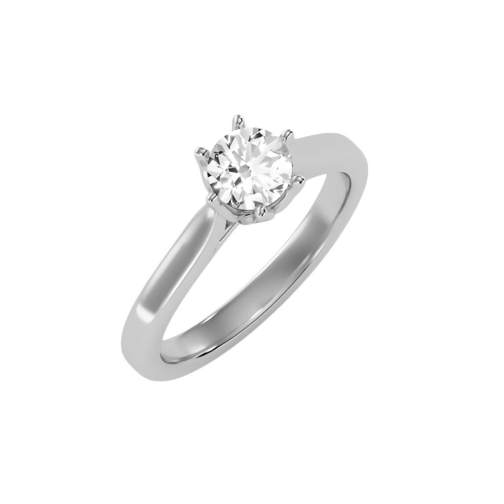 MoissaniteBay 0.70 CTW Round Colorless Moissanite Six Prong Tulip Cathedral Solitaire Engagement Ring