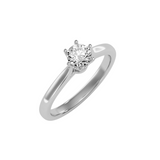 MoissaniteBay 0.53 CTW Round Colorless Moissanite Six Prong Crown Cathedral Solitaire Engagement Ring