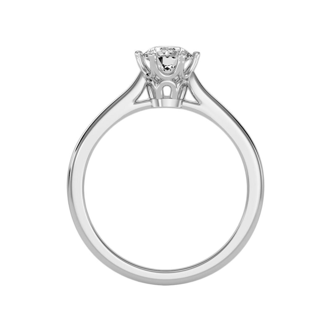 MoissaniteBay 0.53 CTW Round Colorless Moissanite Six Prong Crown Cathedral Solitaire Engagement Ring