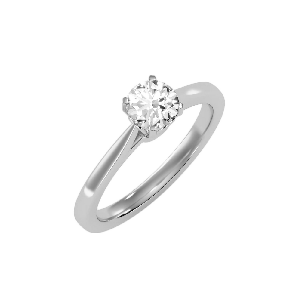 MoissaniteBay 0.73 CTW Round Colorless Moissanite Four Prong Modern Cathedral Solitaire Engagement Ring