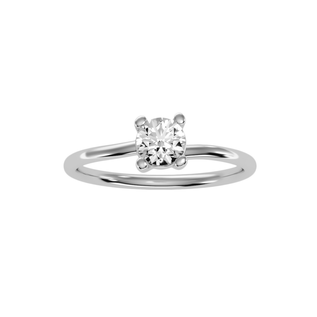 MoissaniteBay 0.53 CTW Round Colorless Moissanite Four Prong Basket Trellis Solitaire Engagement Ring