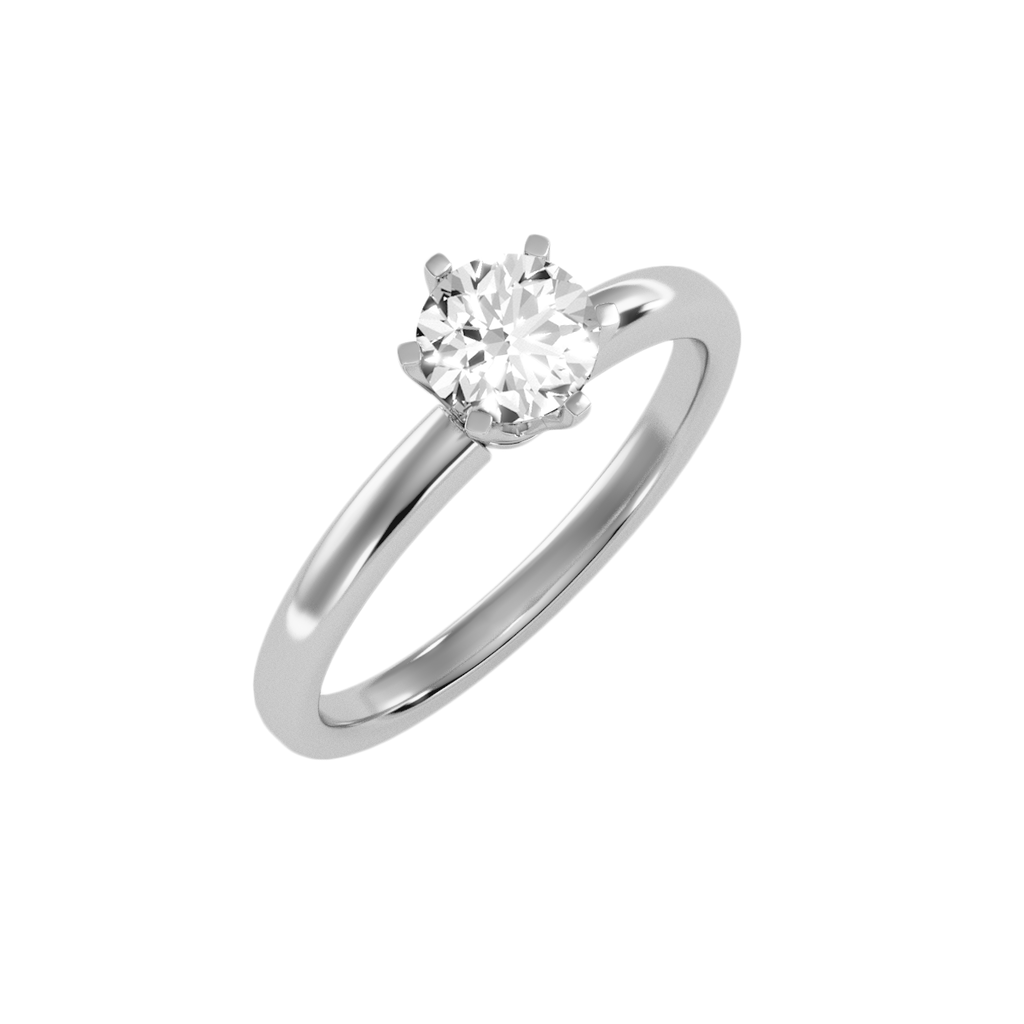 MoissaniteBay 0.81 CTW Round Colorless Moissanite Six Prong Contemporary Solitaire Engagement Ring