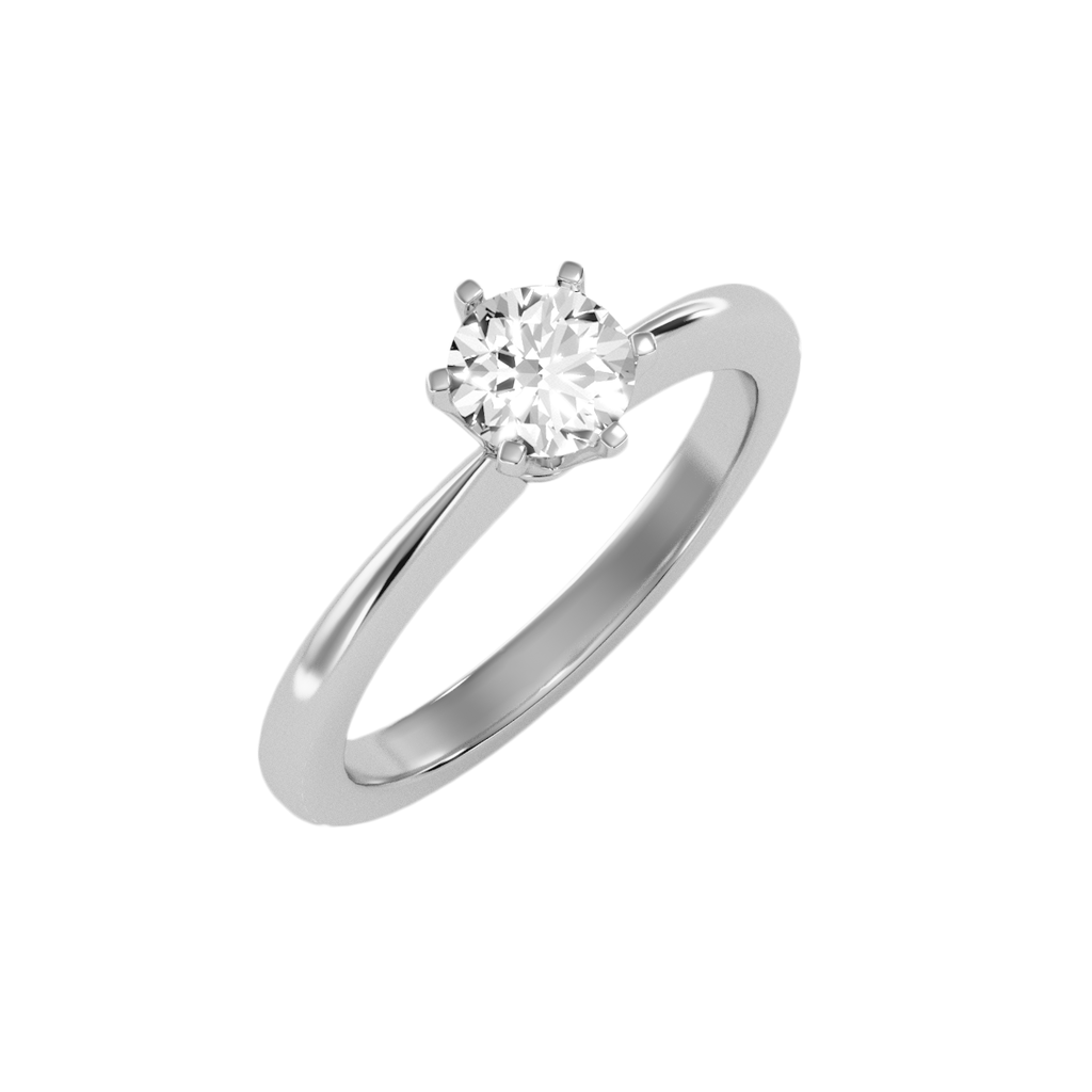 MoissaniteBay 0.73 CTW Round Colorless Moissanite Six Prong Contemporary Solitaire Engagement Ring