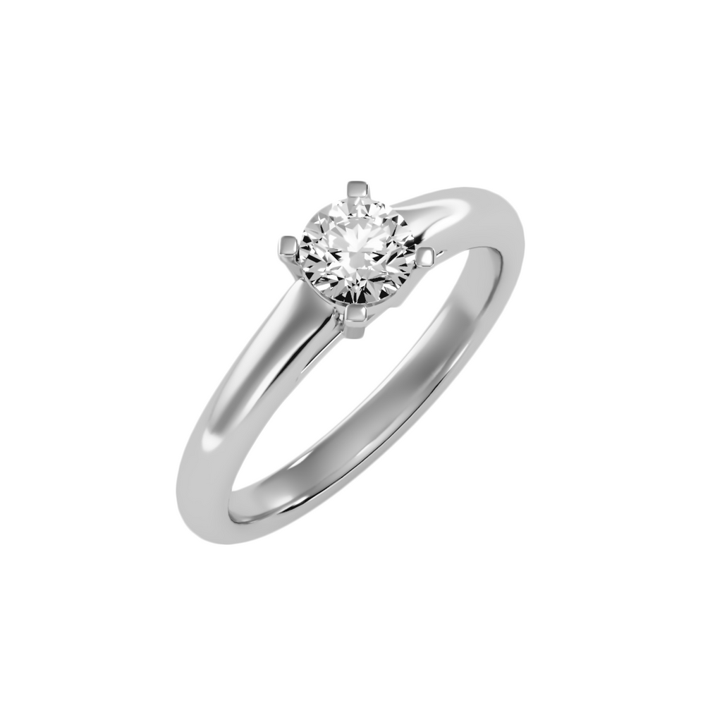 MoissaniteBay 0.59 CTW Round Colorless Moissanite Four Prong Basket Cathedral Solitaire Engagement Ring