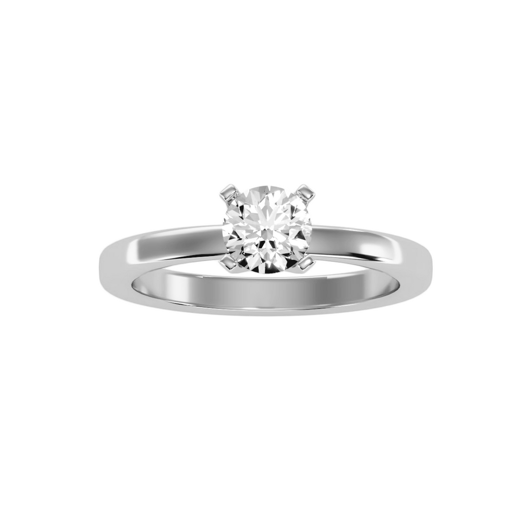 MoissaniteBay 0.73 CTW Round Colorless Moissanite Four Prong Classic Solitaire Engagement Ring