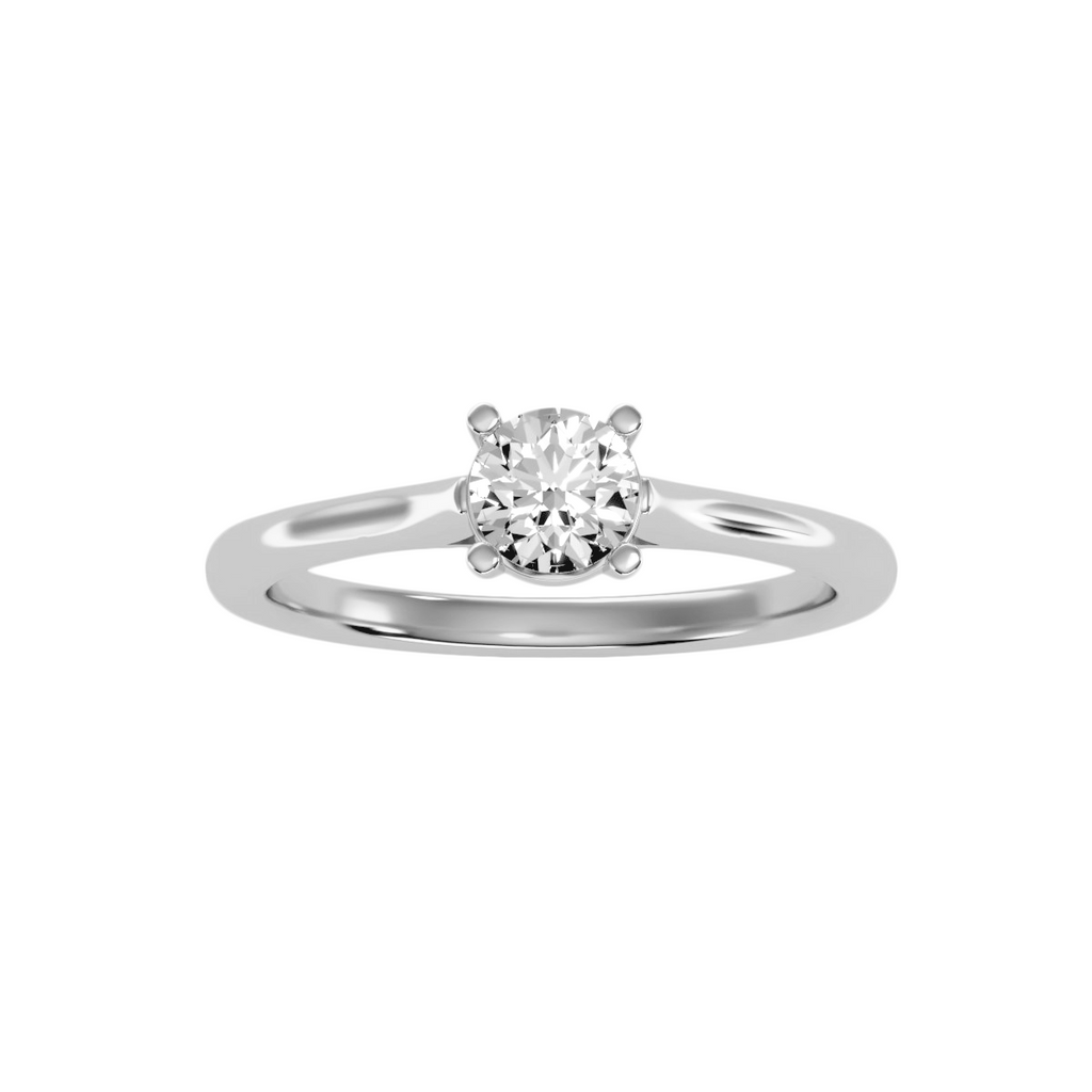 MoissaniteBay 0.53 CTW Round Colorless Moissanite Four Prong Basket Cathedral Solitaire Engagement Ring