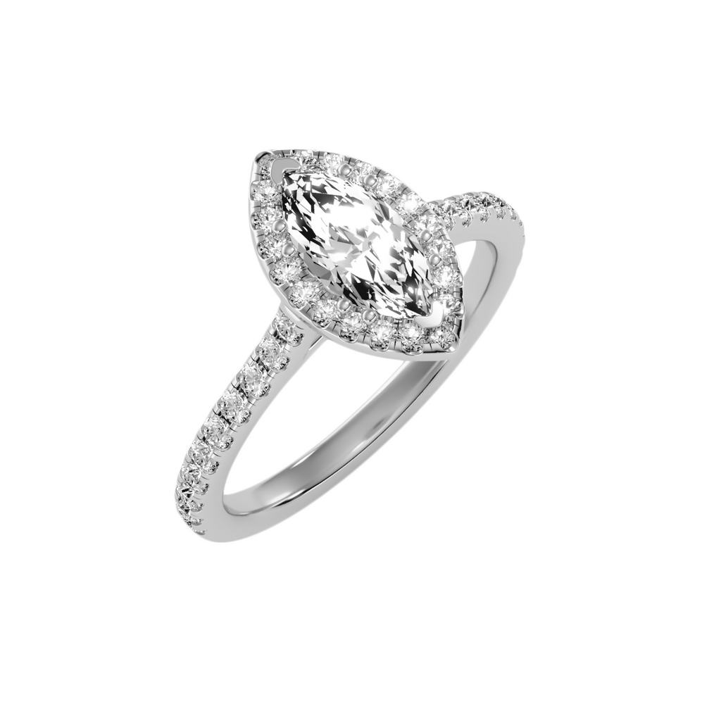 MoissaniteBay 1.33 CTW Marquise Colorless Moissanite Halo Ring