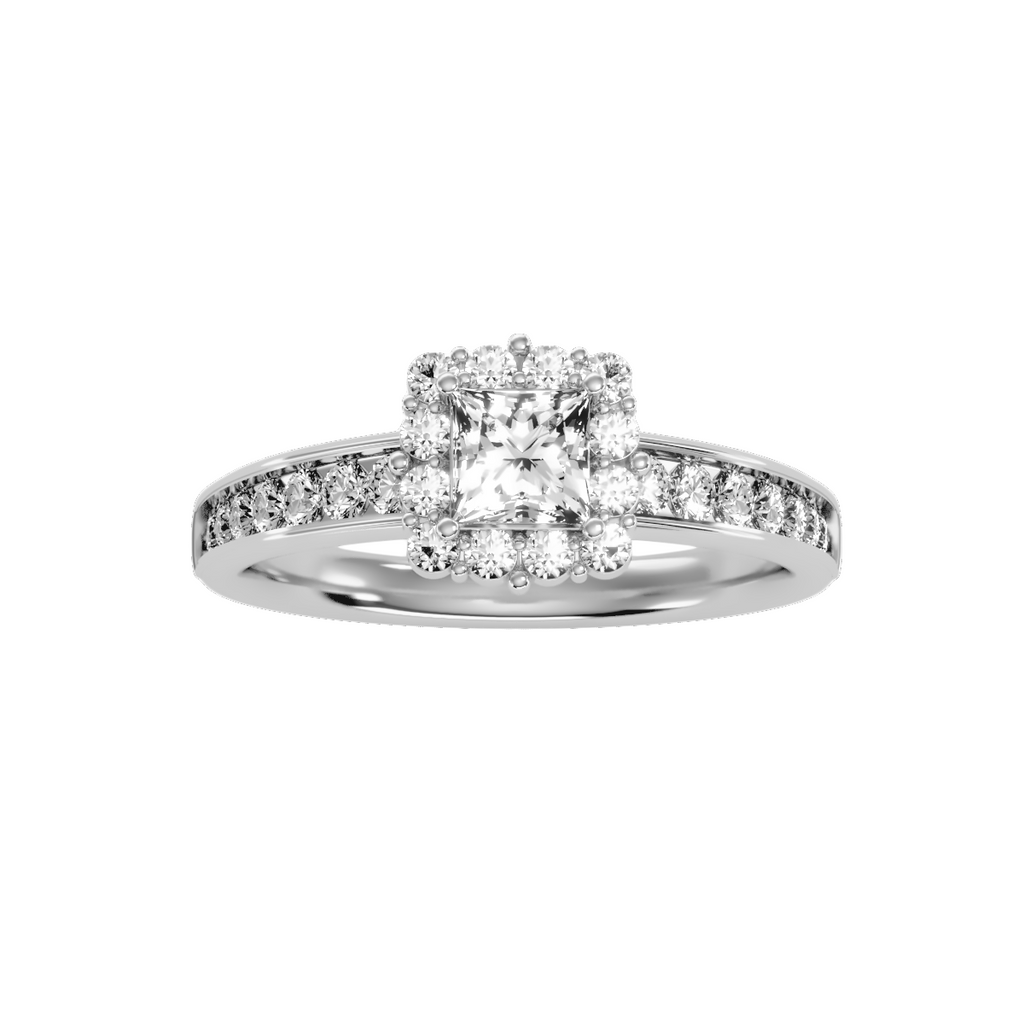 MoissaniteBay 1.15 CTW Princess Colorless Moissanite Channel Halo Ring