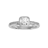 MoissaniteBay 0.92 CTW Round Colorless Moissanite Channel Halo Ring