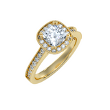 MoissaniteBay 1.92 CTW Cushion Colorless Moissanite Channel Halo Ring