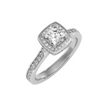 MoissaniteBay 1.52 CTW Cushion Colorless Moissanite Channel Halo Ring