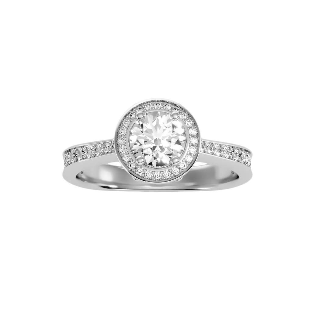 MoissaniteBay 1.40 CTW Round Colorless Moissanite Channel Halo Ring