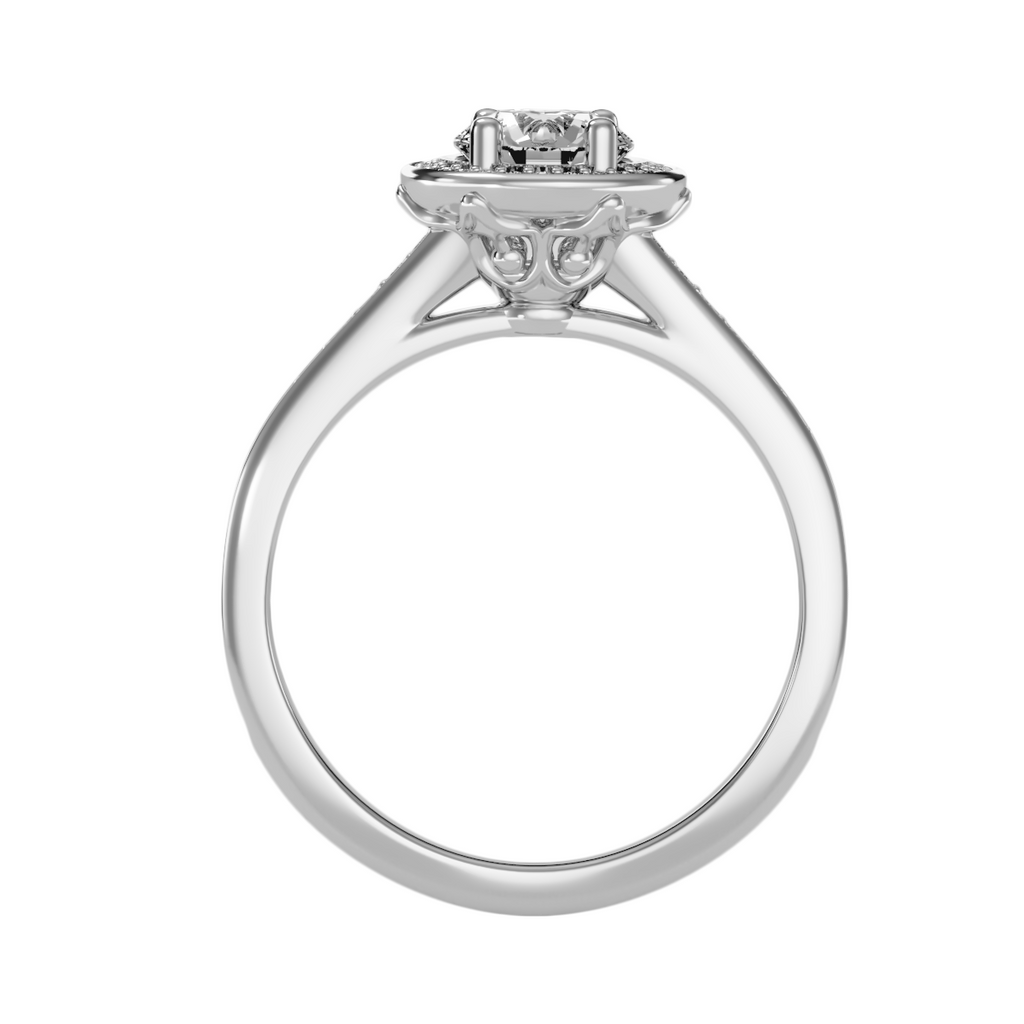 MoissaniteBay 1.40 CTW Round Colorless Moissanite Channel Halo Ring