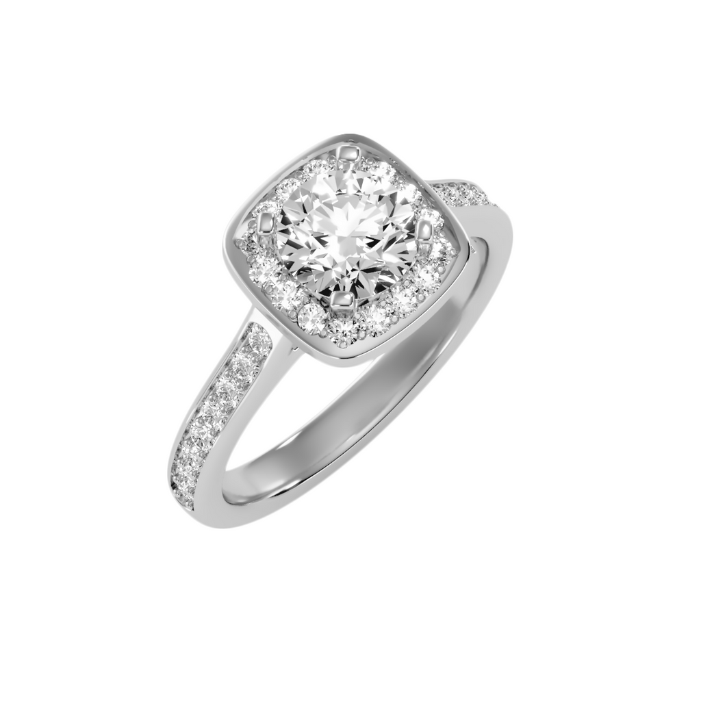 MoissaniteBay 1.67 CTW Round Colorless Moissanite Channel Halo Ring
