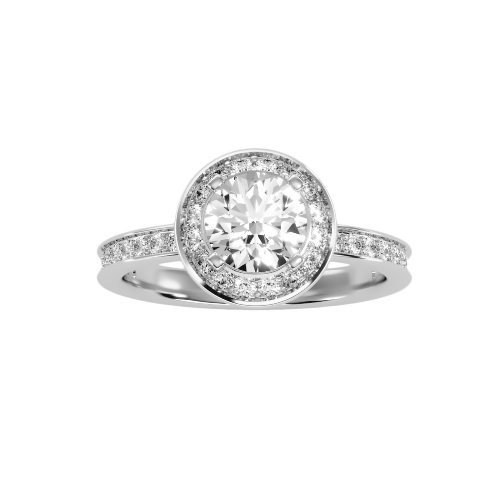 MoissaniteBay 1.73 CTW Round Colorless Moissanite Channel Halo Ring