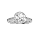MoissaniteBay 1.39 CTW Round Colorless Moissanite Channel Halo Ring
