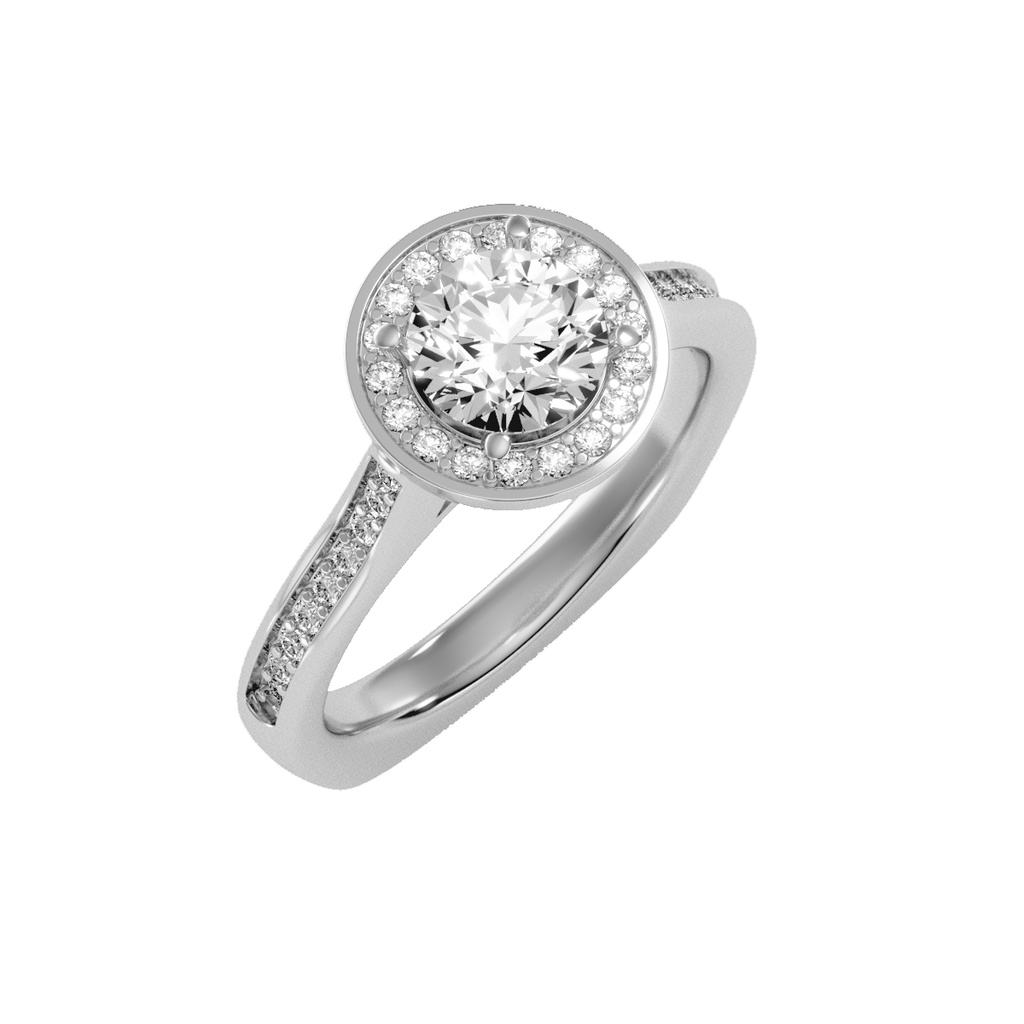 MoissaniteBay 1.39 CTW Round Colorless Moissanite Channel Halo Ring