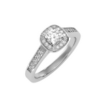MoissaniteBay 0.96 CTW Cushion Colorless Moissanite Channel Halo Ring