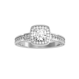 MoissaniteBay 1.41 CTW Round Colorless Moissanite Channel Halo Ring