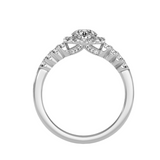 MoissaniteBay 0.99 CTW Round Colorless Moissanite Floral Halo Ring