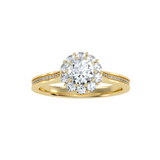 MoissaniteBay 1.13 CTW Round Colorless Moissanite Floral Channel Halo Ring