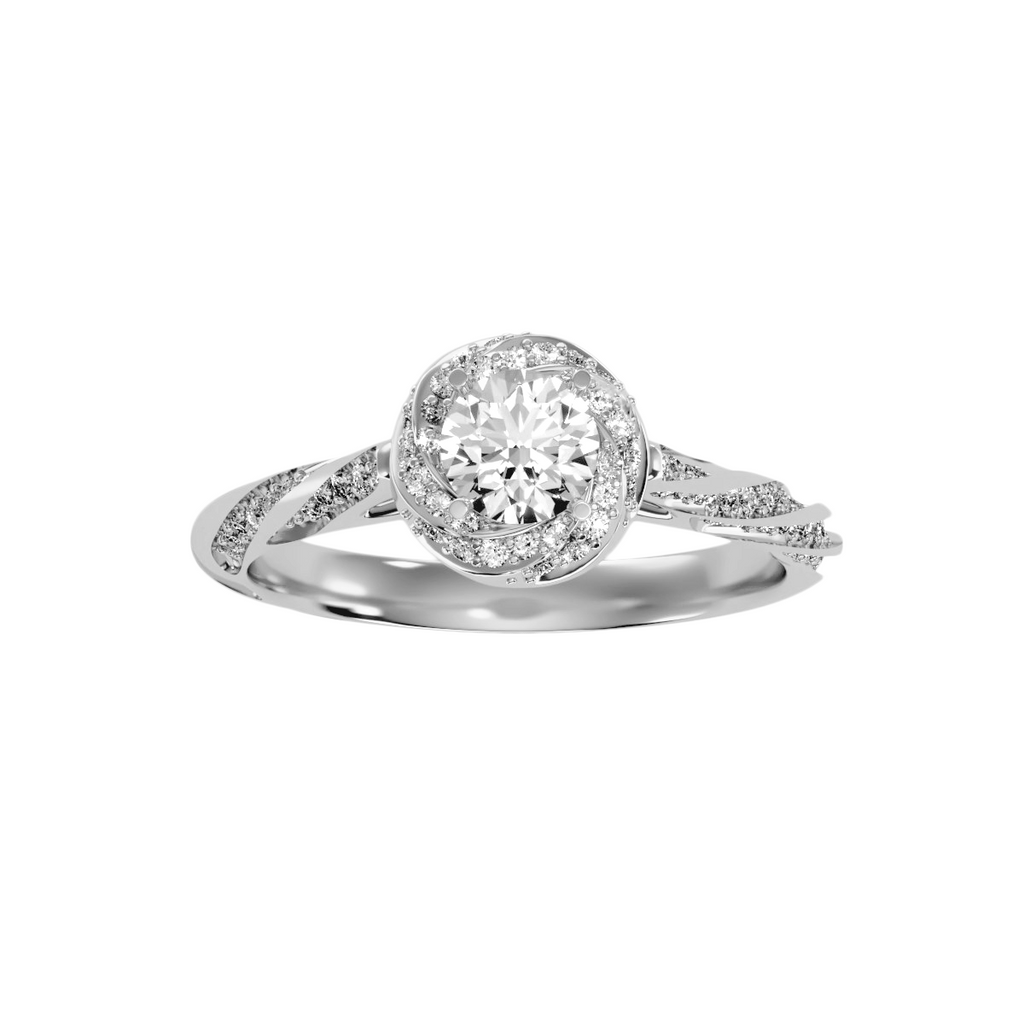 MoissaniteBay 0.94 CTW Round Colorless Moissanite Floral Halo Ring